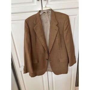Tom James Filo A Mano Mens Tan Herringbone Hand Tailored Blazer Sport Coat